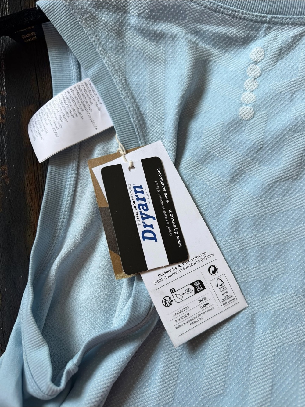 Diadora Tank Stratouno NWT XS/S Blue Dryarn Activewear Made in Italy - Picture 3 of 12